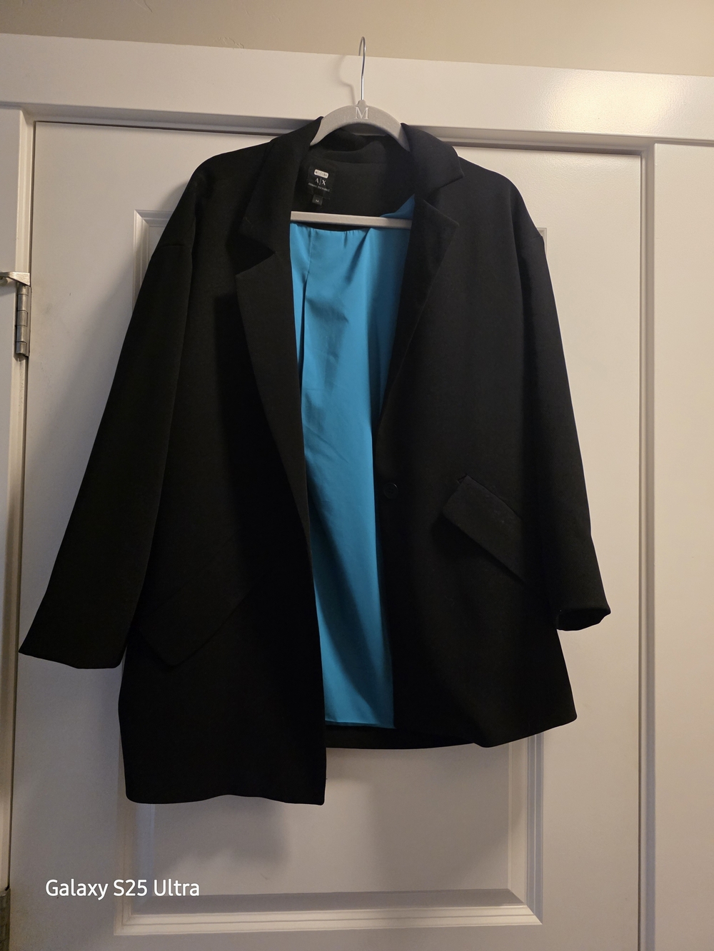 Armani Exchange Black Blazer with Teal Blue Lining